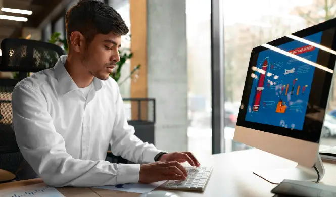 CEO reviewing AI-powered event analytics on a virtual event platform
