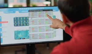 A digital dashboard showing a real-time view of event registration numbers, ticket sales, and attendee demographics