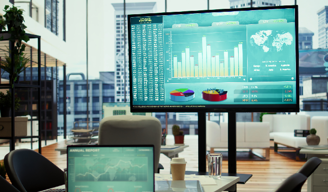 Hybrid Event Management Solutions dashboard showing synchronized physical and digital team metrics